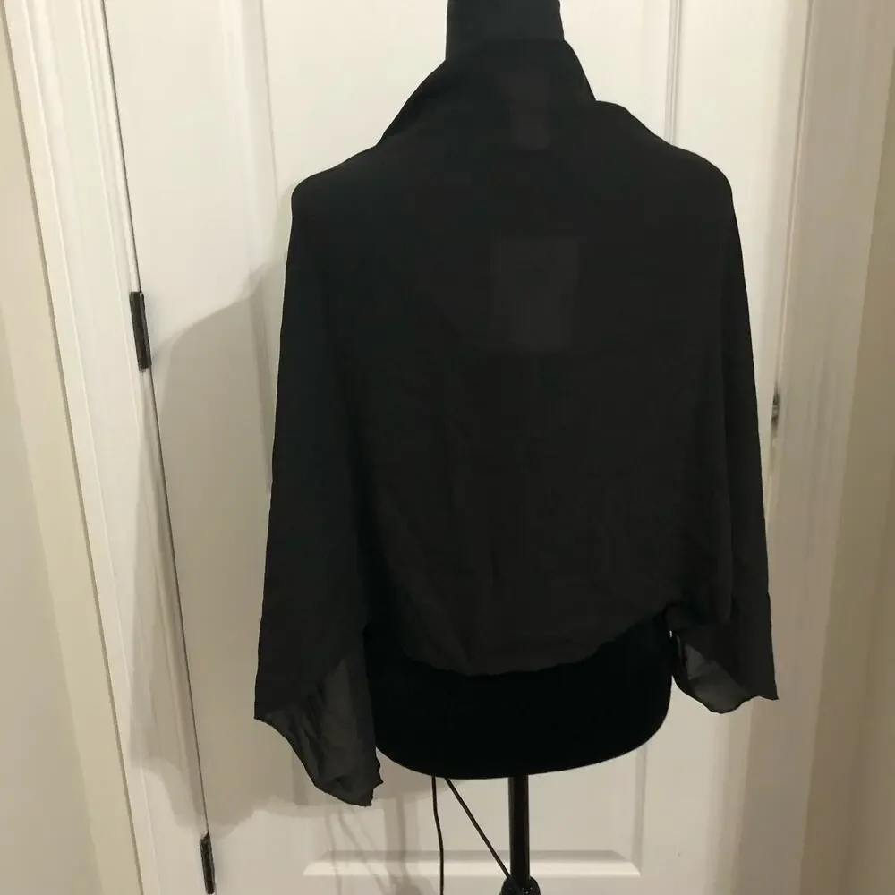 Dotti Black Sheer‎ Chiffon Tie Front Wrap Shrug Cover Up DTSSC100 One Size NEW